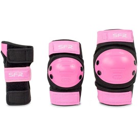 SFR Skates Youth Ramp Triple Pad Unisex Adult Skateboard Protector Set, Multicoloured (Black/Pink), S