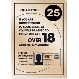 Essential Bar Licensing Pack - Gold Signs (5 Pcs, 25ml) - Challenge 25, Spirit Measures, Leave Premises Quietly