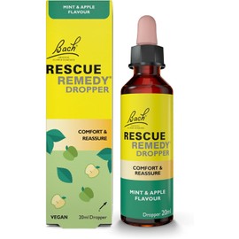 Rescue Remedy Dropper 20ml (Mint & Apple) Comfort & Reassurance, Alcohol Free, Natural Emotional Wellness Day Support, Flower Essence Vegan Formula, Travel, Exams