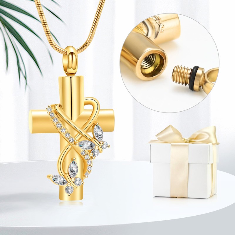 Butterfly Cross Urn Necklace - Cremation Jewelry for Ashes, Men