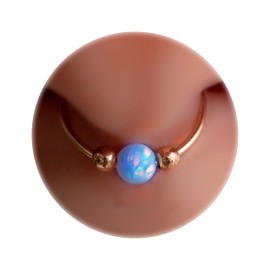 Blue Opal Septum Ring Hoop 14k Gold Filled - 20G Tiny Septum Nose Hoop For Women - 8mm Inner Diameter 0.3 Inches Jewelry