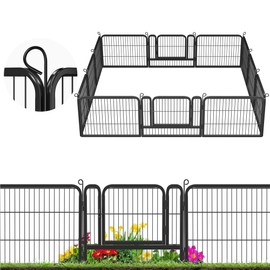 Yaheetech 24in x 31ft Decorative Garden Fence Rustproof Folding Fencing Landscape Patio Flower Bed Animal Barrier Border for Dog Outdoor Fences Black