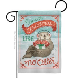 Breeze Decor Christmas Like No Otter Garden Flag Winter Santa Marry Xmas Present Reindeer Season Wintertime Snow Small Decorative Gift Yard House Banner Made in USA 13 X 18.5