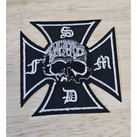 Unbranded SDFM Skull Cross Embroidered Iron On Patch 3" x 3 PB