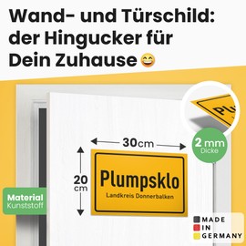 DankeDir! Plumpsklo Landkreis Donnerbalken - Sign 30 x 20 cm - Men's Wall Guest Toilet Funny Guest Toilet Door Sign Decoration - Toilet Sign Toilet Sign Funny