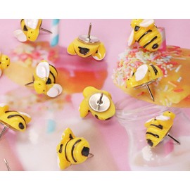 Tupalizy Decorative Bee Push Pins for Cork Bulletin Boards Cute Thumb Tacks for Wall Hanging Posters Pictures Photos DIY Beehive Craft Gift Bags Projects Home Decor Office School Supplies, 15PCS