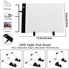 183 count A4 Diamond Painting Light Pad Kit, Light Board for Diamond Painting Accessories, Tracing Light Box with 5D Painting Tools Set for Full Drill & Partial Drill Art - Color: 01-A4 Light Pad Kit