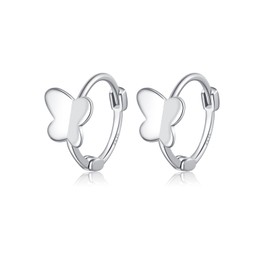Reffeer 925 Sterling Silver Butterfly Hoop Earrings for Women Hoop Earrings Huggie (A-Silver)