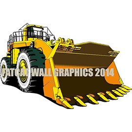 Front Loader 2 Wall Decal Caterpillar Construction Graphic Vinyl Childrens Removable Reusable Kids Room Man Cave Garage Den Art Sticker Decor