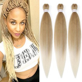 BALINGHAIR Pre Stretched Braiding Hair Ombre Beige Braids Hair Extensions 26 Inch(27/613#-3Pcs)