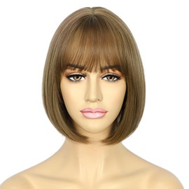 Sapphirewigs Brown Bob Wigs for Women Brown Bob Wig with Bangs Short Wig Daily Party Wig Natural Looking Wig 12inch