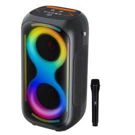 IQ Sound IQ-1955BT 2 x5-inch Fusion Glow Portable Bluetooth Speaker with TWS Pairing, LED Light Show, FM Radio, USB/AUX/Mic Input, Rechargeable Battery, 50W RMS Power, Carry Handle for Easy Transport
