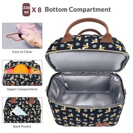 Hafmall Insulated Lunch Bag for Women Men, 9L Dual Compartment Lunch Cool Bag for Work School, Adult Lunch Bag with Shoulder Straps, Bee