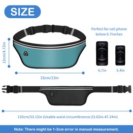 UltraSlim Fanny Packs for Women Men Slim Running Belt Waist Pack Runners Bag Waterproof Money Belt (Blue)