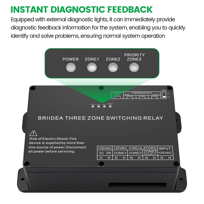 Briidea Three Zone Switching Relay for Zone Temperature Control, Compatible