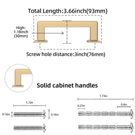 POVEFONK 10 Pack 3 inch(76mm) Champagne Bronze Kitchen Cabinet Handles Cabinet Pulls Gold Drawer Pulls Kitchen Cabinet Hardware Dresser Handles