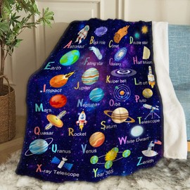 ARTBLANKET Space Alphabet Throw Blanket Fannel Fleece Super Soft Funny Blanket Travel Throw Blanket for Bed Couch Sofa 40 x 50 Inch for Kid