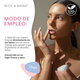 RICE & SHINE | Bálsamo Labial Hidratante con Aceite de Germen de Arroz | Skin Care Con 60% más Vitamina E que el Aceite de Argán - 100% Natural | Protección y Regen Labial