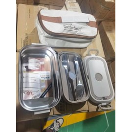 Grecale Swell Single Layer Leak Proof Bento Lunch Box – Metal Lunch Box with Insulated Bag & Stainless Steel Cutlery, Thermal Lunch Box for Adults (Green)