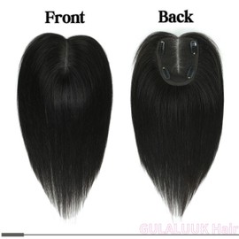 Hair Toppers for Thinning Hair Women Real Hair Toppers for Women 12inch 10x12cm Silk Base Human Hair Topper Hair Pieces for Thinning Hair Women Natural Black (1B#)