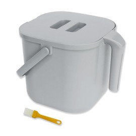 DrDirt Kitchen Compost Bin, 7L(1.85 Gal) Kitchen Compost Bin Countertop with Sealed Silicone Ring Lid, Odor-Control, Liquid Separation, Easy to Clean, for Cooking Family and Home Party, Gray