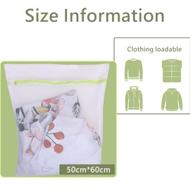 Laundry Net for Washing Machine, Pack of 3, Laundry Net 50 x 60 cm, Laundry Bag with Zip, Mesh Laundry Bag, Reusable Laundry Bag, Washing Machine Mesh Bag for Curtains, Shoes, Coats