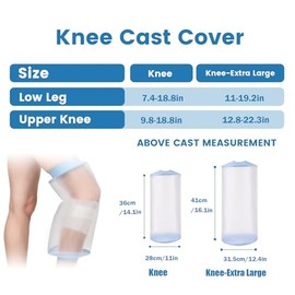 Funda de yeso de rodilla para ducha, impermeable, para ducha después de la cirugía, protector de rodilla reutilizable para cirugía de reemplazo de rodilla, heridas, quemaduras, vendaje
