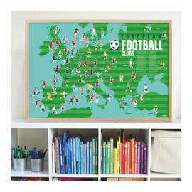 POPPIK 1841076 Sticker Poster Football Interactive Educational Poster with Stickers Multilingual Football Poster for Ages 7+ 68x100cm