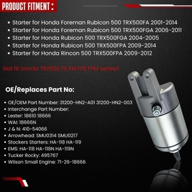 Starter Motor Fits for Foreman Rubicon 500 TRX500FA 2001-2014 TRX500FGA TRX500FPA Rincon GPS 31200-HN2-A01 31200-HN2-003