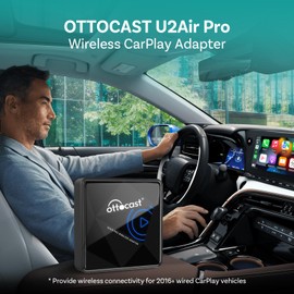 OTTOCAST U2Air Pro Wireless CarPlay Adapter, Seamless Bluetooth & Wi-Fi Connection, Compatible with iOS 11+, Works with 2016+ Wired CarPlay Vehicles