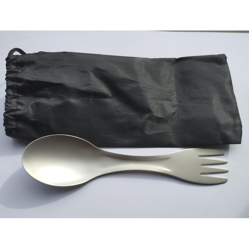 Spork Silver Titanium Outdoor Spork Cutlery Fork Spoon with Nylon