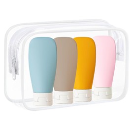 Jotia 5Pcs Travel Bottles Kit, Squeezable Containers TSA Approved Travel Containers Leak Proof Refillable Shampoo and Conditioner Travel Essentials Bottle Set