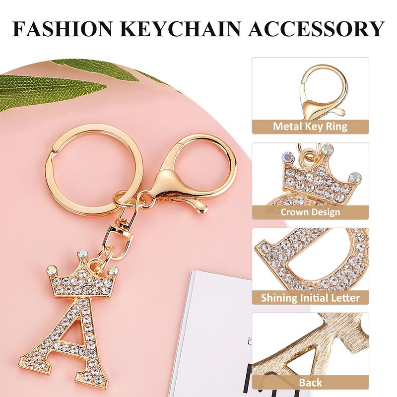 Fmeida Rhinestone Alphabet Keychain Initial Letter Keychains for Women Shining