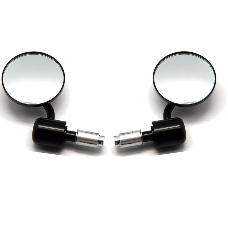KEEPDSGN Motorcycle Round 7/8 Handle Bar End Mirror Black For