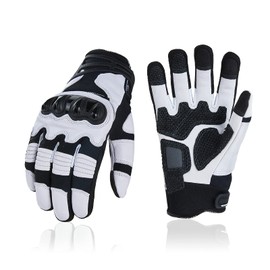 Vgo... 1Pair Goatskin Leather Motorcycle Powersports Racing Gloves,Full Finger Knuckle Guard Touch Screen Motocross Racing Gloves with Anti-slip palm(GA5179HL)