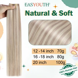 Easyouth Human Hair Wire Extensions 16 Inch Secret Wire Hair Extensions Blonde Human Hair Ash Blonde Highlight Bleach Blonde Fish Wire Human Hair Extensions 80g