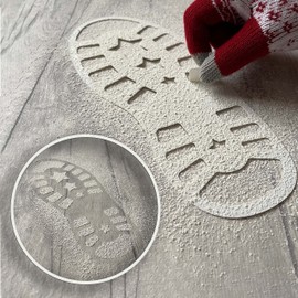 2 Pack Santa Footprint Stencils - Durable Reusable Plastic for Father Christmas Boot Foot Snow Templates