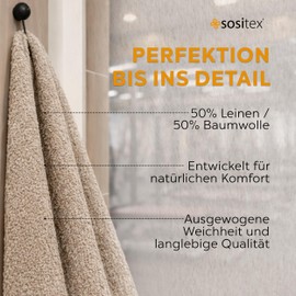 sositex | Hand Towel, Bath Towel, Sauna Towel, 75 x 150 cm, Premium Linen, Natural, High-Quality Linen Product, Made in the EU