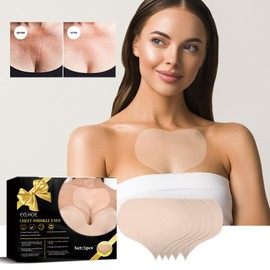 Bluemega Pegatinas de pecho 5 Pack Almohadillas antiarrugas para el pecho - Parches antiarrugas de silicona para suavizar las arrugas - Parches antiarrugas de silicona reutilizables durante la noche