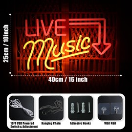 Music Live Neon Signs, Handcrafted Live Music Led Light Signs for Wall Decor, Usb Powered Music Live Led Light For Nightclub, Bar, Club, Bedroom, Music Stadio Indoor Outdoor
