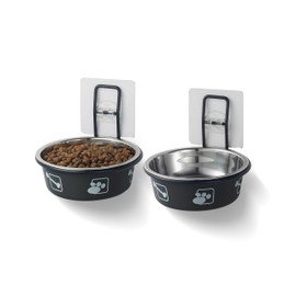 Stainless Steel Wall Mounted Cat Feeding System - Adjustable Elevated Bowls, Nonslip Stand, 2Pack for Cats & Puppies