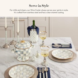 MACKENZIE-CHILDS 3260 Wine Cooler, Champagne and Wine Ice Bucket, Wine Bar Accessories, 1 Gallon, Gray-and-White Sterling Check