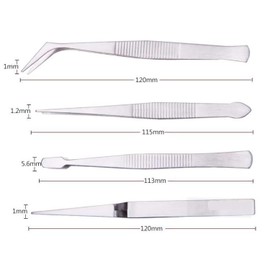 4-Piece Tweezers Set - Professional Stainless Steel Self Locking Hobby Tweezers for Craft/Jewellery/Stamps/Model Making/Electronics,Stone Picking Tool