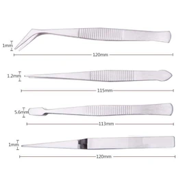 4-Piece Tweezers Set - Professional Stainless Steel Self Locking Hobby Tweezers for Craft/Jewellery/Stamps/Model Making/Electronics,Stone Picking Tool