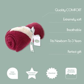 Ziggle Baby - Cosy Baby Blanket - Baby Bag Essentials Sherpa Fleece Blankets - Cute Newborn Bedding - Newborn Essentials - Raspberry Pink Knit Sherpa