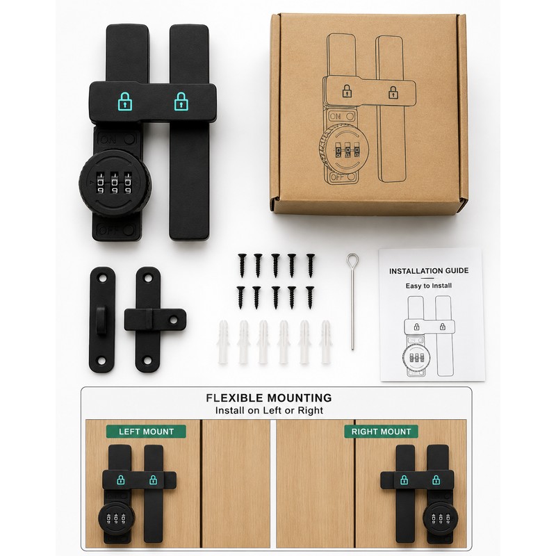 Combination Door Lock for Privacy – 3-Digit Keyless Latch for