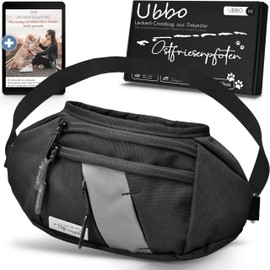 Ostfriesenpfoten® 'Ubbo' Treat Crossbag for Dogs Made of High-Quality Polyester with One-Handed Magnetic Closure - Treat Bag with Interchangeable Inner Lining - Black