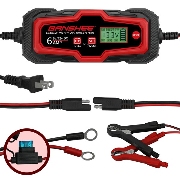 Banshee 6Amp 6V 12V Automatic Smart Battery Charger and Maintainer
