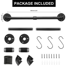 Livabber Industrial Pipe Towel Bar, Rustic Iron Decor Bathroom Hardware Towel Bar Accessory, Heavy Duty Wall Mounted Bath Towel Rack Holder, Black (24 Inch)