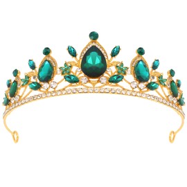 Exacoo Tiaras for Women Men Crowns for Girls Boys Coronas Para 15 Años Princess Tiara Queen Crown Green Hair Accessories Birthday Party Decorations Costume Wedding Photo Props